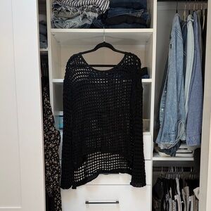 Vici Black Open-Knit Swim Coverup